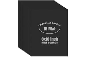 AUEAR, 15 Pack 8x10 Uncut Matte Boards Black Photo Mat Board Great for Picture Framing, Print, Artwork