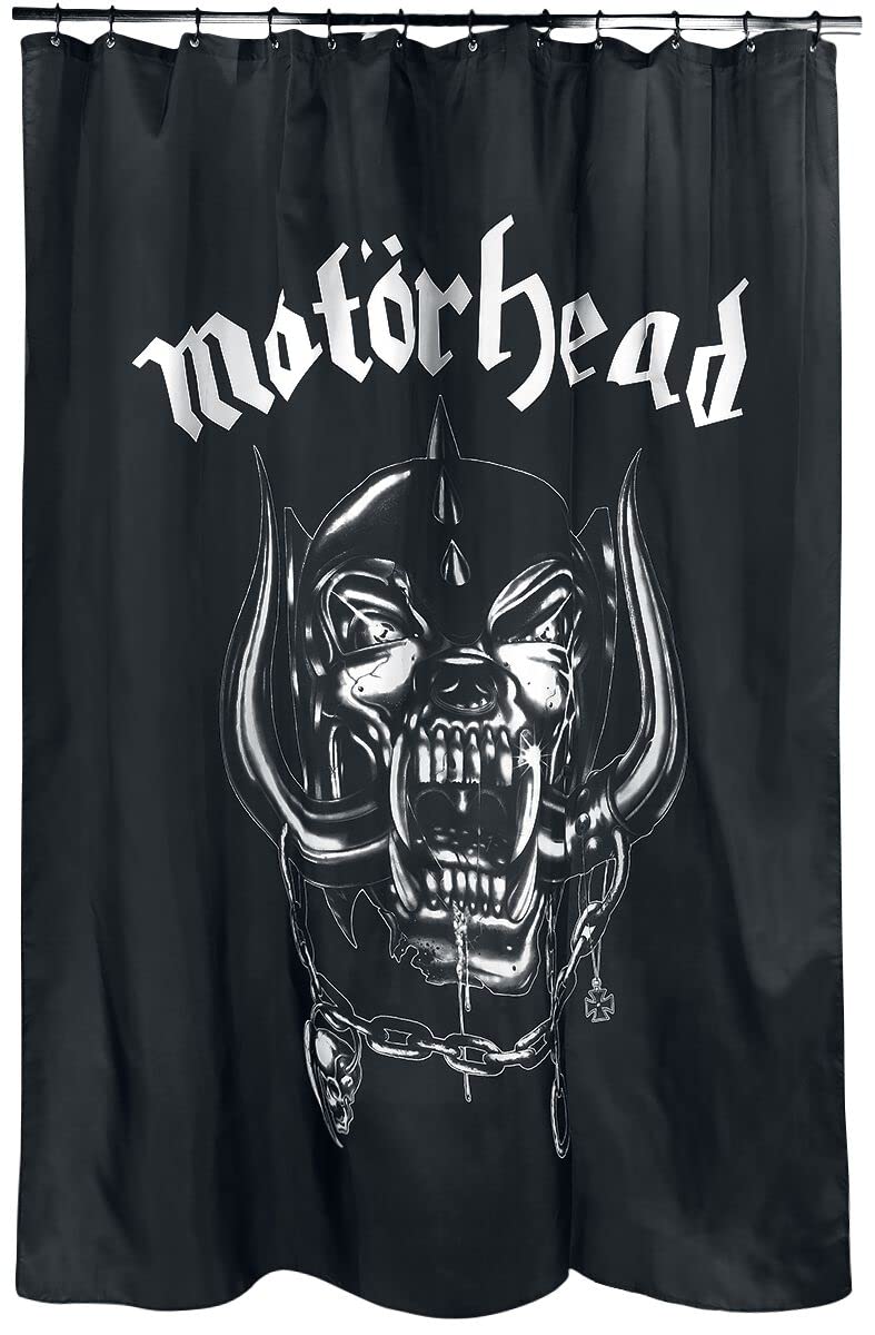 Motörhead Shower Curtain with Rings for Curtain Polyester Black 180 x 200 x 0.1 cm