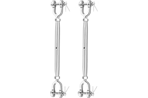 Fshihine 2PCS Turnbuckle, 3/8" (M10) 304 Stainless Steel Turnbuckle, 3200lbs Working Load Limit, Closed Body Jaw and Jaw Turnbuckles for Cables Wire Tensioning, Shade Sail, Clothesline, String Lights