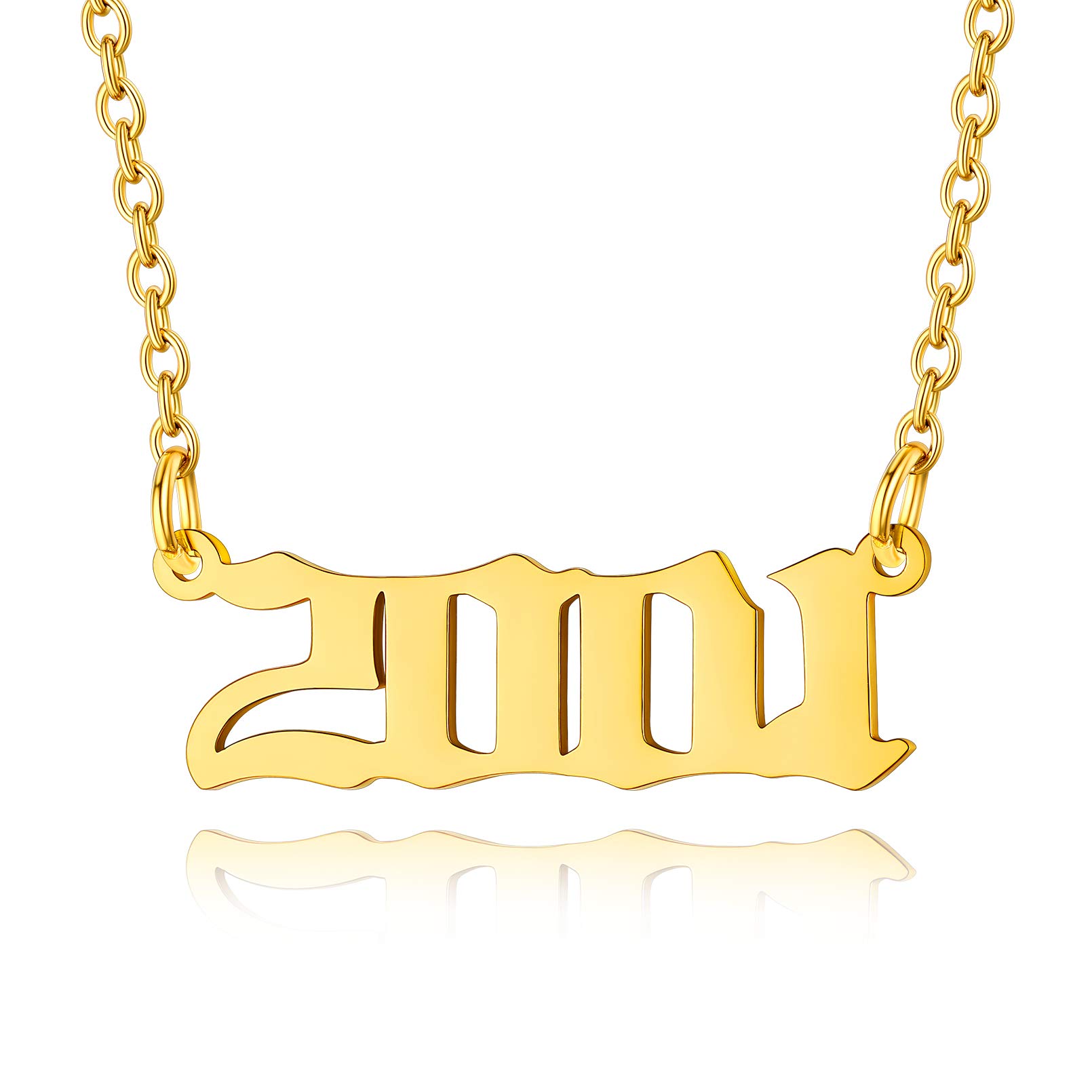 Custom4U Necklace 2001 Teen Girls Birthday Choker Necklace 43+5cm Gold Birth Year Number Necklace Birthday Mothers Valentines Day Gifts for Women — image 1