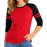 Women’s 3/4 Sleeve Striped Raglan Tee – Classic Baseball Jersey Style Top