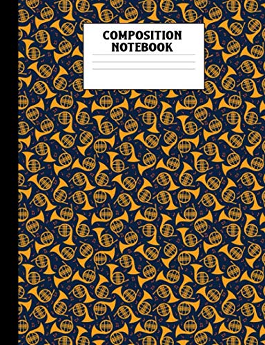 Composition Notebook: French Horn Player Pattern Wide Ruled Comp Book