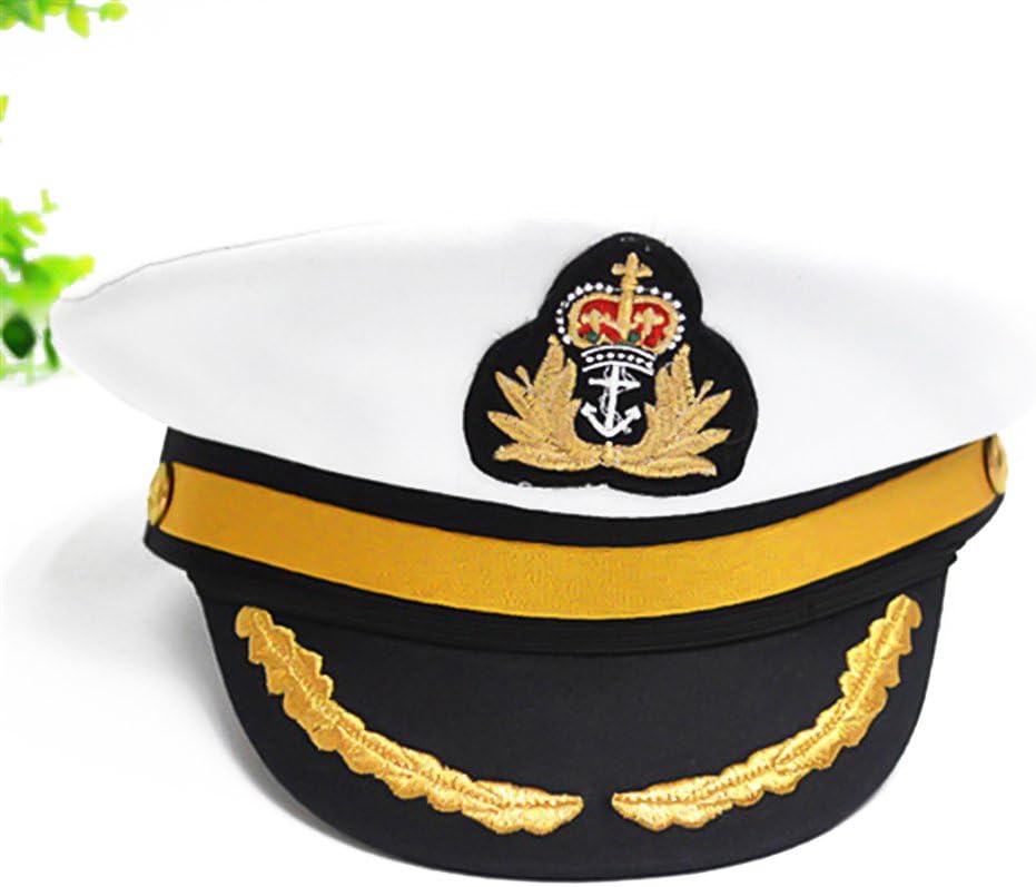Yacht Boat Sailor Captain Costume Hat Cap Navy Marine Admiral for Children-White