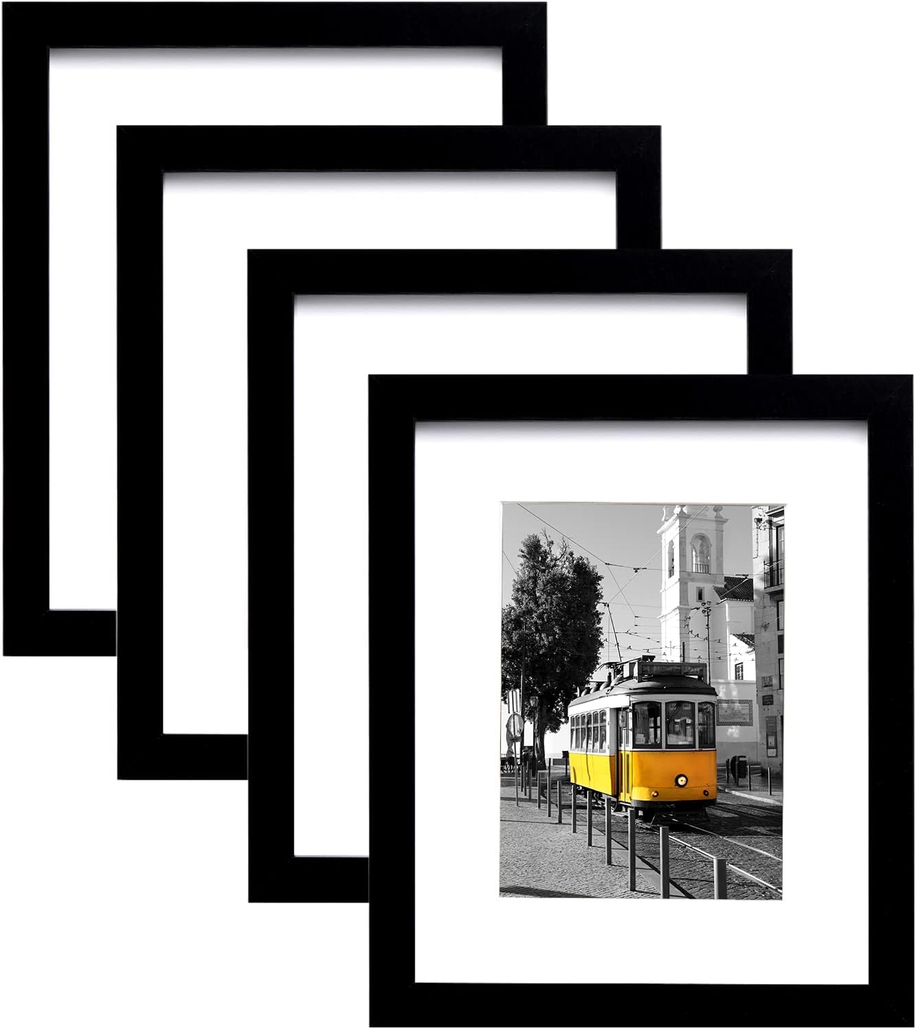 Photo Albums, Frames & Accessories - Picrit 8x10 Picture Frame for Wall Mounting or Table Top Display Set of 4, Made of High Definition Real Glass, Display 5x7 with Mat or 8x10 Without Mat