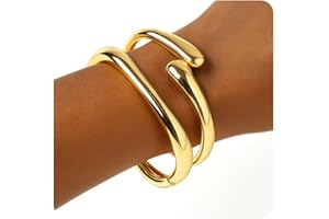 PEALICIOUS Gold Chunky Bracelet for Women, 14K Gold Plated Gold Bangle Bracelet Silver Chunky Bangles Bead Bracelets Gold Sack Gold Arm Cuff Pearl Jewelry Set Arm Cuff Jewelry