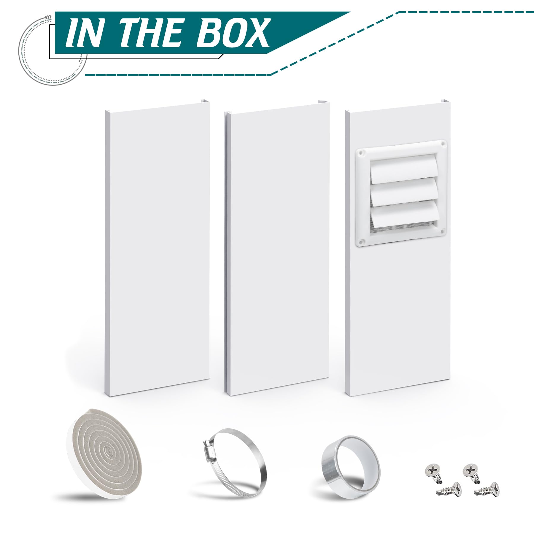 Daisypower Dryer Vent Window Kit, Adjustable Window Vent Kit with Outdoor Dryer Vent Cover,4 Inch Hood for Exhaust Ventilation