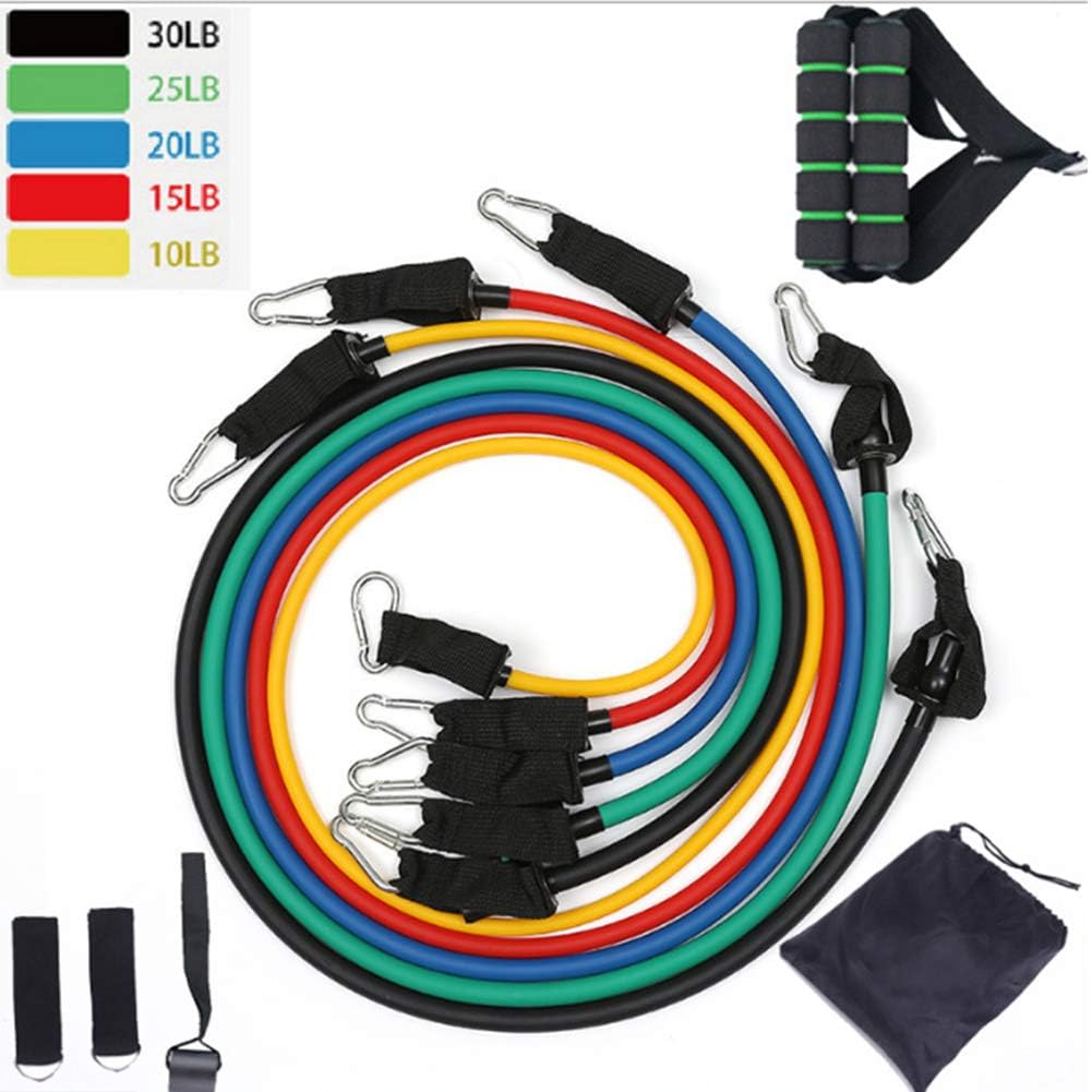 Fit Tube Resistance Bands Set with Attached Handles, Door Anchor, Carrying Case and Exercise Guide