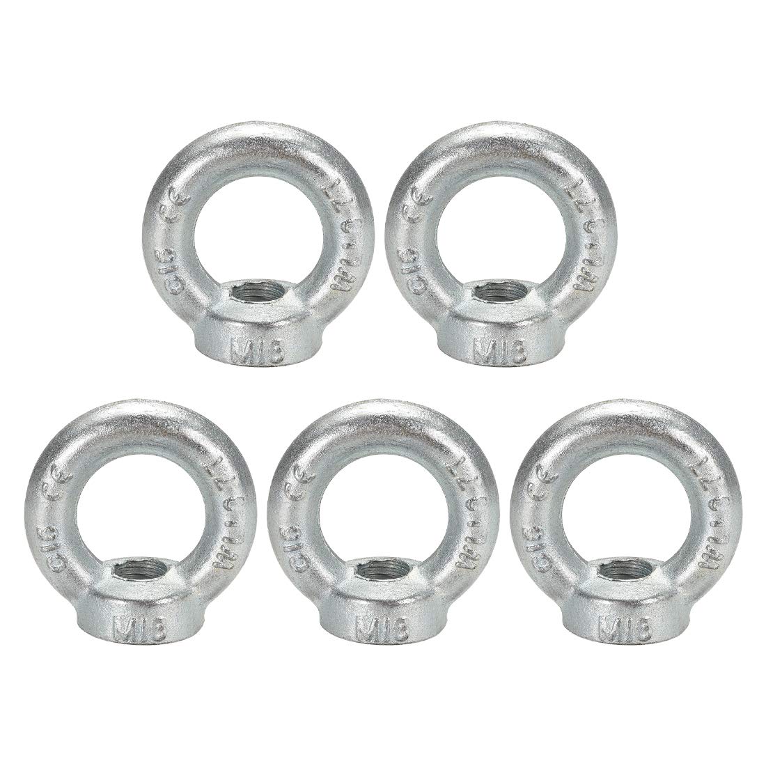 sourcingmap Lifting Eye Nut M16 Female Thread C15 Carbon Steel Round Shape for Rope Fitting Pack of 5