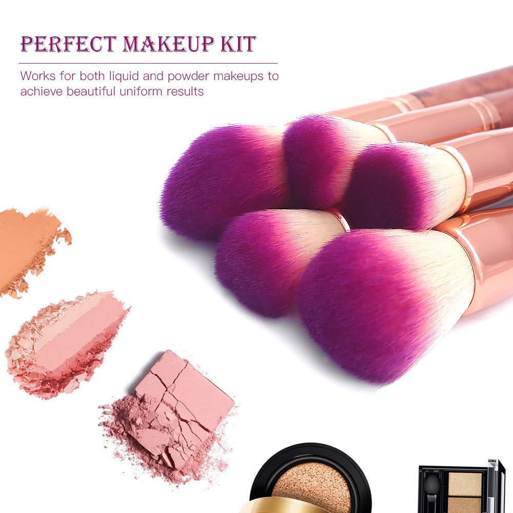 Makeup Brush Set, Diolan 17PCs Professional Makeup Brushes for Foundation Blending Blush Concealer Eye Shadow, Synthetic Fiber Bristles & Wooden Handle, Travel Makeup Bag Included, Glitter Purple