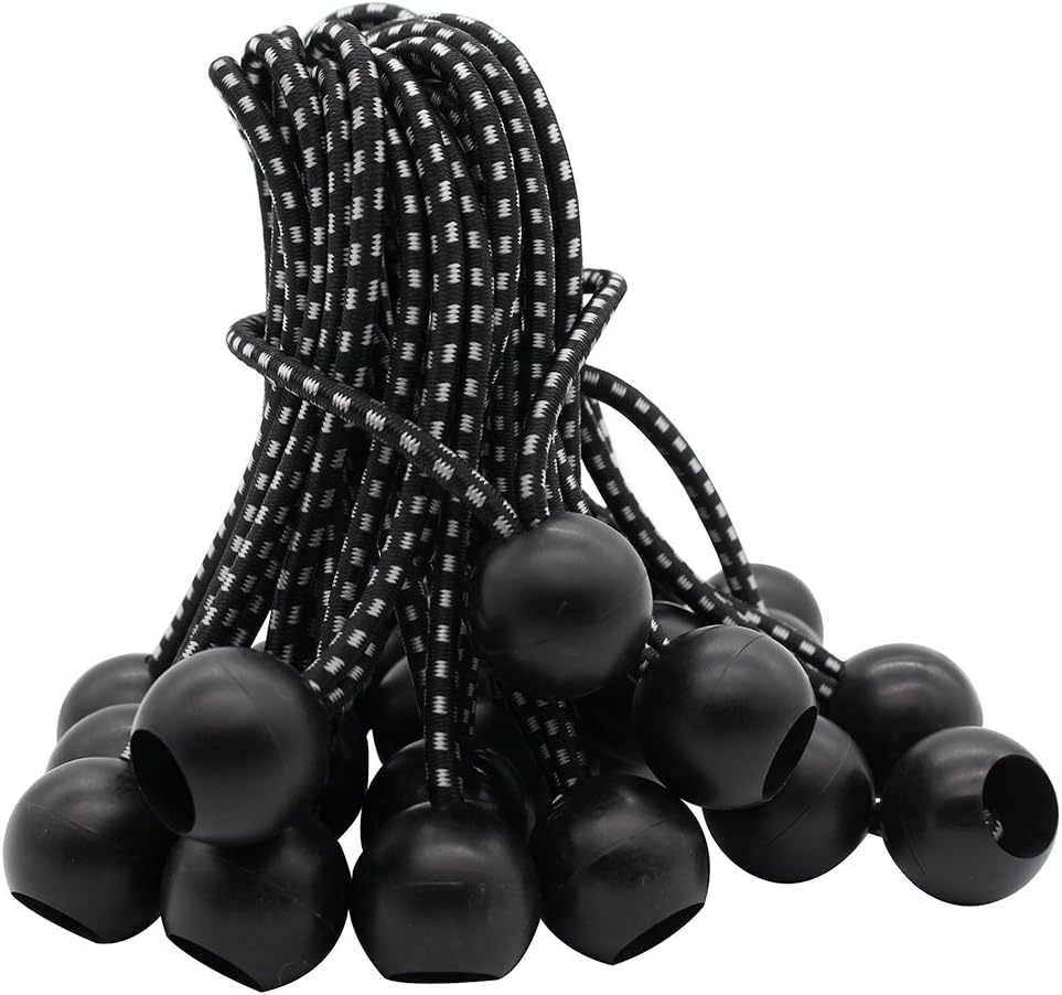 Lionma 5MM Ball Bungee, 6-Inch, Black, 25-Piece