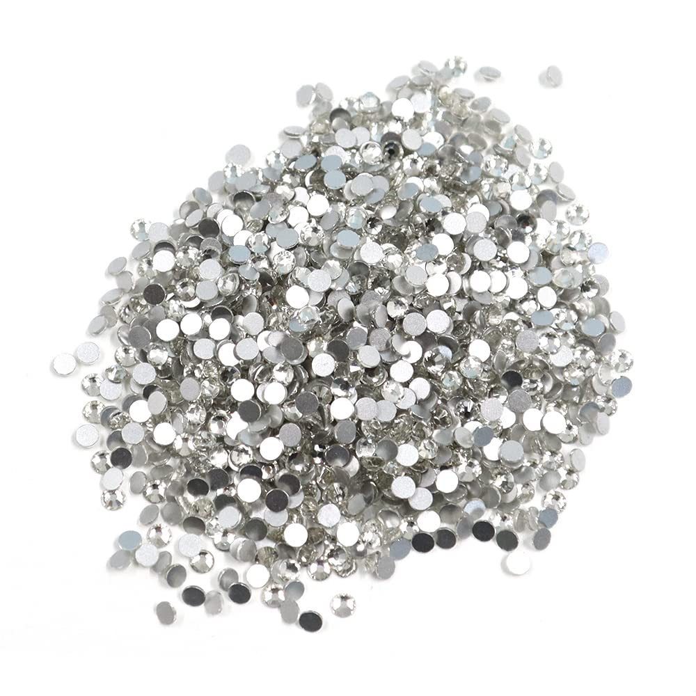 4320 Pcs 4mm Clear Crystal Flat Back Brilliant Round Rhinestones, Nail Gems Gemstones, Flatback Glitter Glass Stones for Makeup Clothes Shoes, Transparent Round Faux Diamond (SS16)