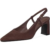 Marc Ford Slingback Heels for Women Closed Toe Block Chunky Heel Work Shoes | Pointed Toe Heels, High Heels, Office Business Party Wedding Dress Shoes, Women's Pumps