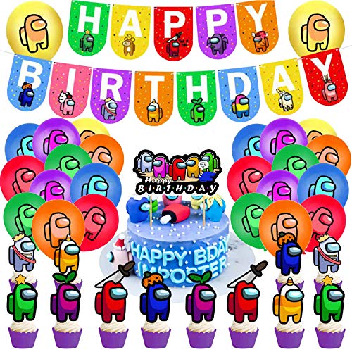 Among Us Birthday Decorations Among Us Party Decorations Video Game Among Us Gamer Birthday