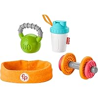 Fisher-Price Gift Set, 4 fitnessthemed toys with wearable costume bib rattle and teether for babies ages 3 months and…