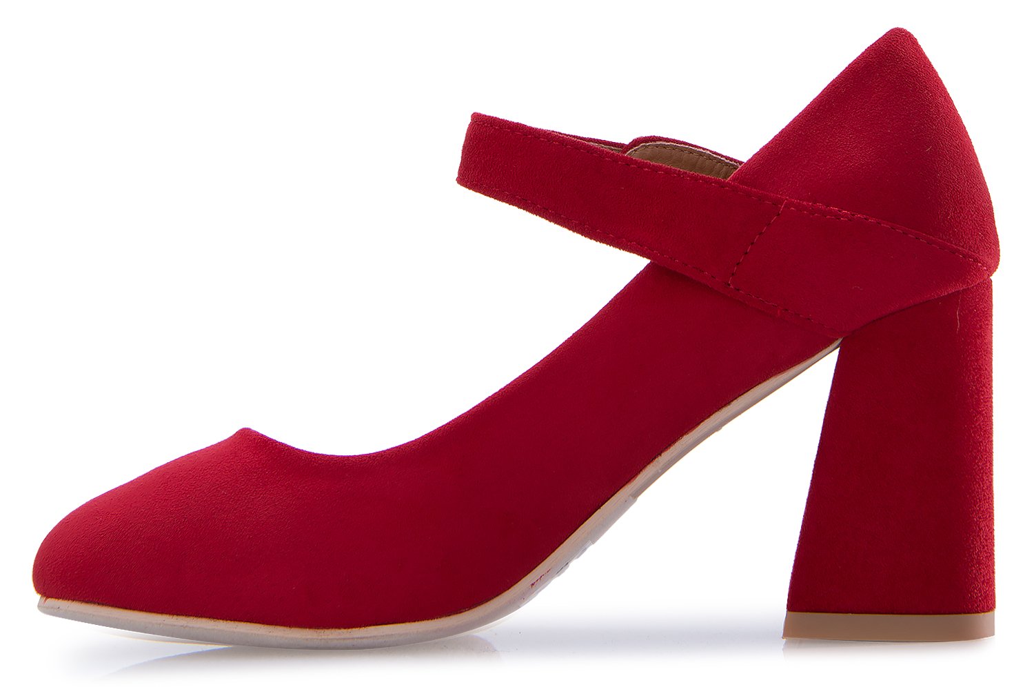 Olivia K Women's Mary Jane Block Stacked Chunky Pumps Heel - Vintage Retro Round Toe with Strap - Image 5
