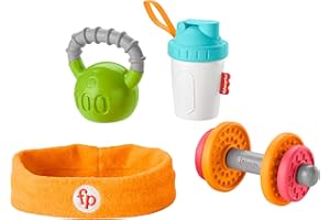 Fisher-Price Teething & Rattle Toys Baby Biceps Gift Set, 4 Gym-Themed Activities for Developmental Play Newborns Ages 3+ Months