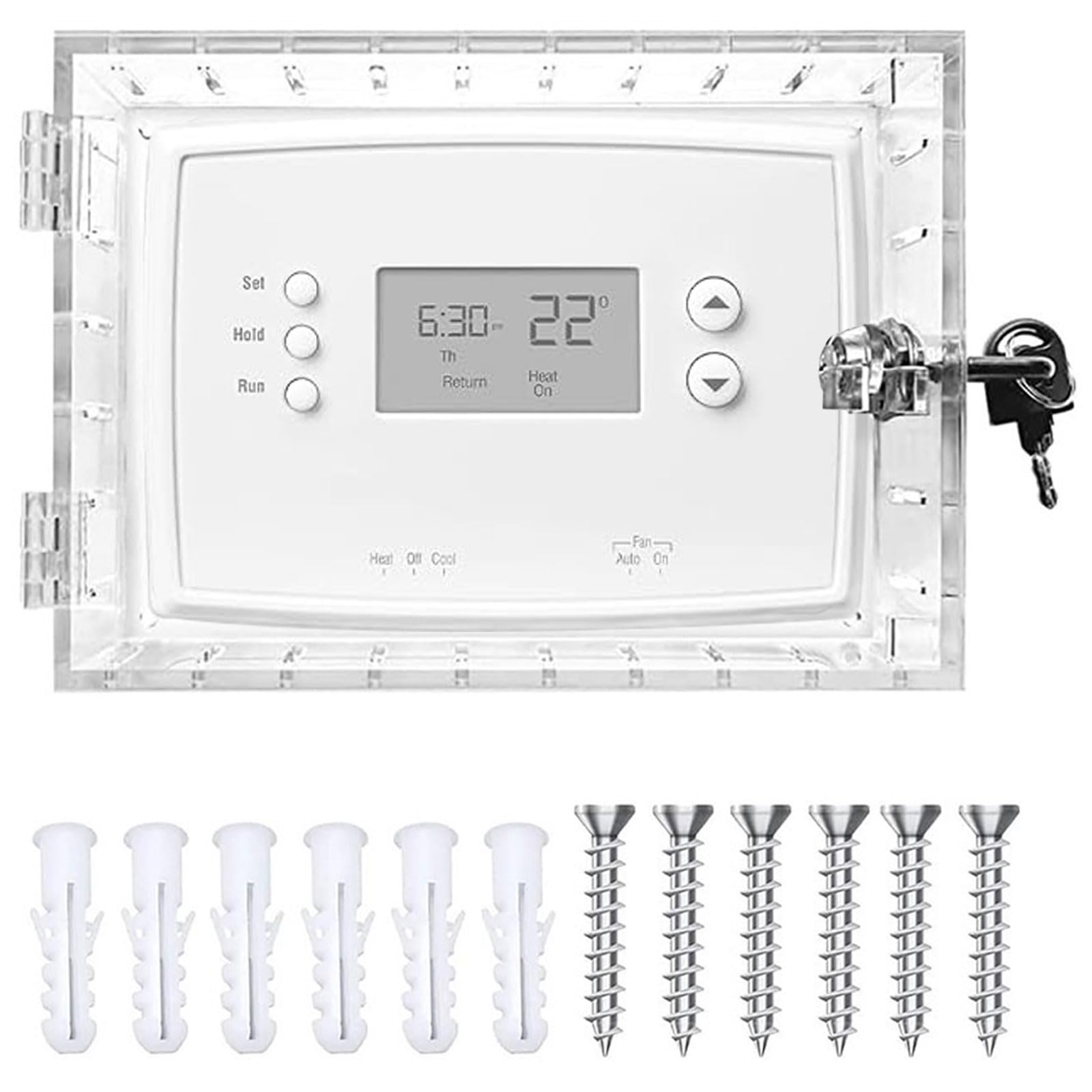 Universal Thermostat Cover with Lock & Keys,Home Wall Mounted Thermostat Clear Guard Box with Installation Accessories,7.87X5.51In Large Acrylic Protector for Restaurants,Wall Ac Panel,School,Factory