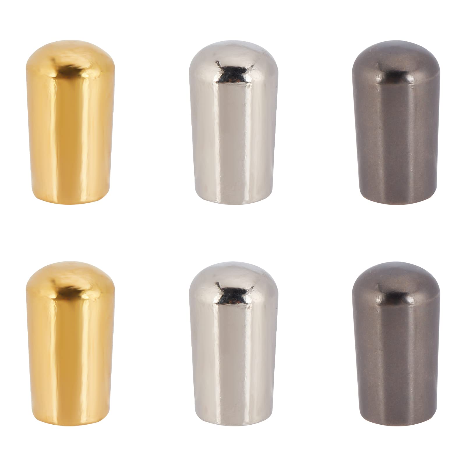 SUPERFINDINGS 6Pcs 6 Colors Brass LP Guitar 3 Way Toggle Switch Tip 14x8mm Pickup Switch Knob Metal Guitar Switch Tip for LP Electric Guitar，inner diameter:3.5mm and 4mm