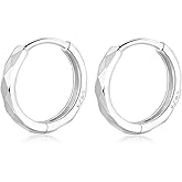 Lansora Huggie Hoop Earrings Diamond Cut Textured Hinged Huggie Hoop Earrings Minimalist Stackable Hinged Hoop for Women