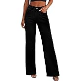 PRETTYGARDEN Wide Leg Jeans for Women Trendy High Waisted Stretchy Baggy Raw Hem Denim Palazzo Pants 2026 Spring Fall Clothes