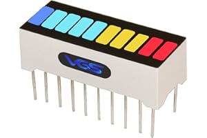 VIGOR_SOURCE VG_S New 1 pc. 10 Segment LED Bar Graph Display 4 Colors(2xSuper Red+ 3xYellow+ 4xTeal +1xBlue) Single led bar Graph(DIY or Arduino) RYBTB