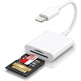 (Apple MFi Certified) Lightning to SD Card Camera Reader for iPhone iPad, Dual Card Slot Memory Card Reader Supports SD and TF Card Trail Camera Viewer Sd Card Adapter Portable Micro Sd Card Reader