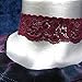 Twilight's Fancy Floral Elastic Stretch Lace Choker Necklace (Dark Red Burgundy, Large)