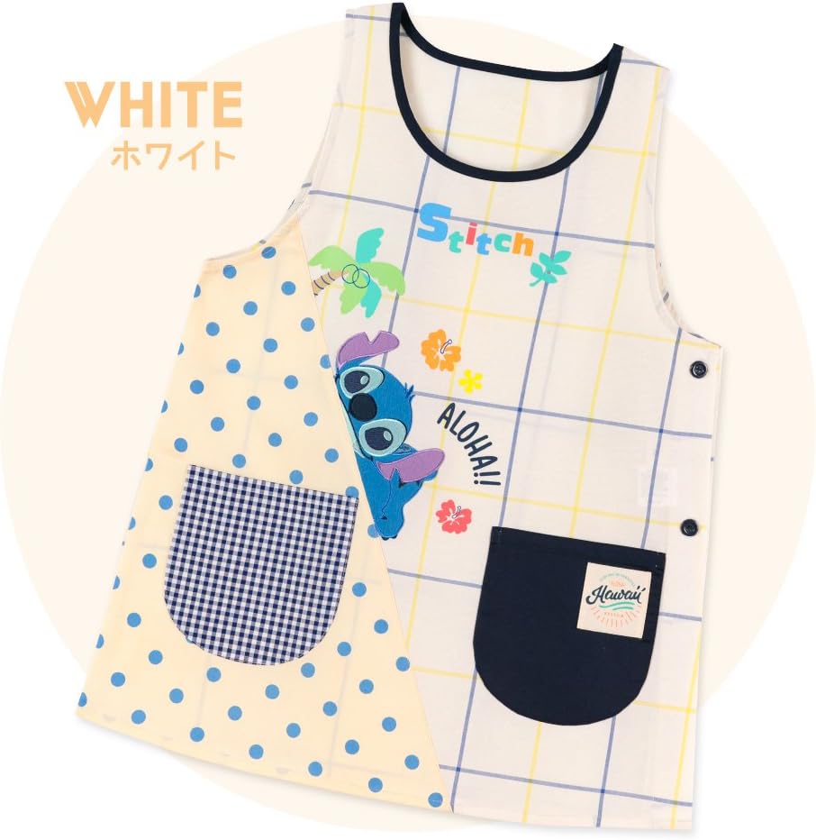 Amazon 3379 ホワイトm L エプロン ディズニー キャラクター スティッチ 幼稚園 保育園 保育士 M L Ll 3l 美竹 エプロン