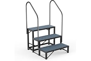 Fumingpal RV Steps Spa Steps with Handrail - Hot Tub Steps Trailer Steps Mobile Home Stairs for 5th Wheel RV, Trailer, Hot Tub, Pool, Porch with Non-Slip Mats