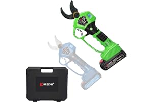 K KLEZHI Cordless Electric Pruning Shears Battery Powered Tree Branch Pruner Cut Capacity of 40mm / 1.58inches, 2 x 2 Ah Lithium Rechargeable Battery 6-8 Working Hours Green