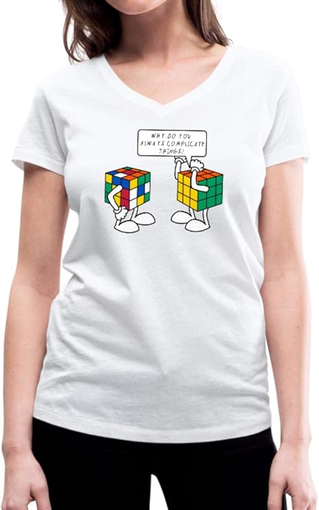 Téléchargement gratuit Images Rubik S Cube Complicate Things Blague Humour T Shirt Bio Col V le plus cool salutations