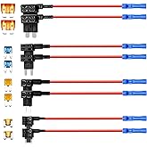 4 Types Add-a-Circuit Fuse Tap Adapter with Standard & Mini & Low Profile Mini & Micro2 Blade Fuse Holder for Cars Trucks Boa