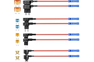 QIZPCER 4 Types Add-a-Circuit Fuse Tap Adapter with Standard & Mini & Low Profile Mini & Micro2 Blade Fuse Holder for Cars Trucks Boats (8 Pack)