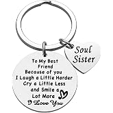 iJuqi Best Friend Keychain Birthday Gifts for Women - Christmas Gift for friends Female, Long Distance Friendship BFF Gift Bestie Soul Sister Keyring