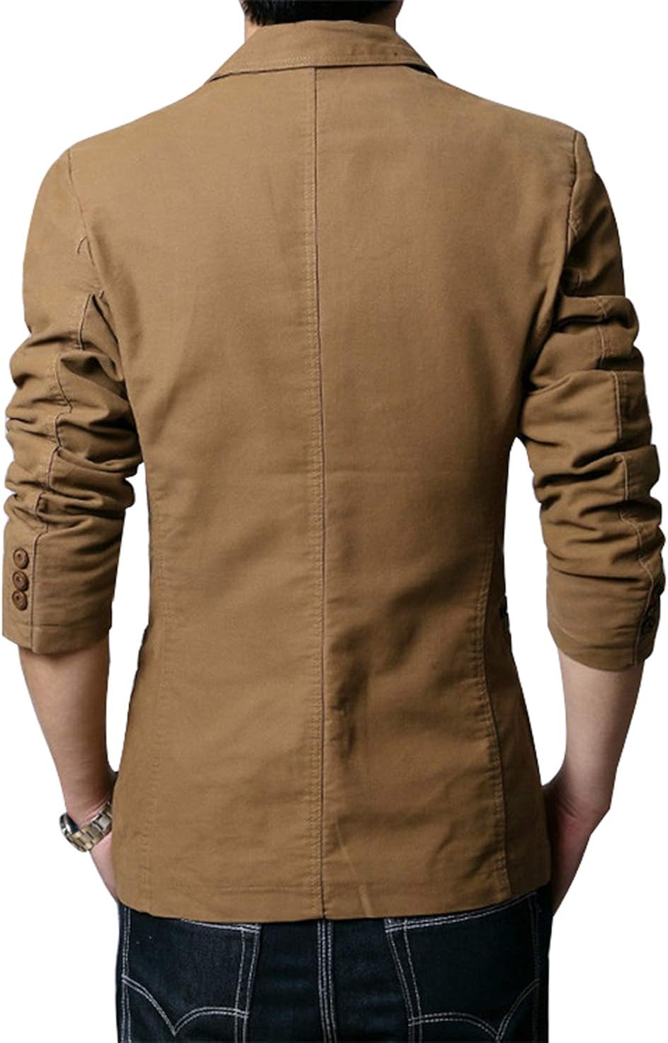 chouyatou Men's Slim 2-Button Single Breasted Cotton Lightweight Blazer Jacket Sport Coat at  Men’s Clothing store