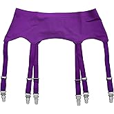 Purple Plus Size Metal Buckles 6 Wide Straps Sexy Women Seamless Garter Belt for Stockings S504P
