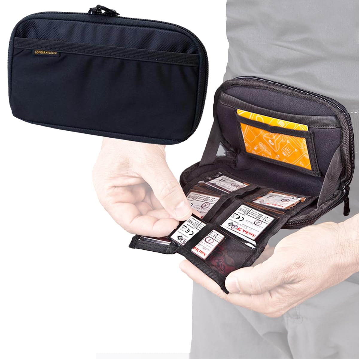 Spider Holster - SpiderPro Memory Card Organizer v2 (MCO) - Loop Through Your Belt and Easily Store 6CF + 3SD Camera Memory Cards, Your Phone, Keys, and More!