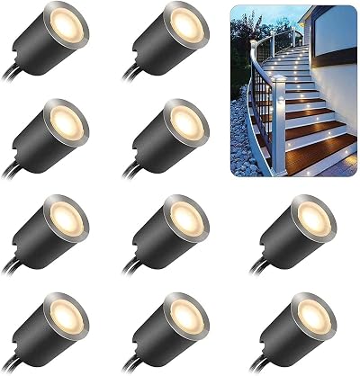 SMY Lighting 10 Pack Deck Lights 12V IP67 Warm White | Ø32mm Protect Shell