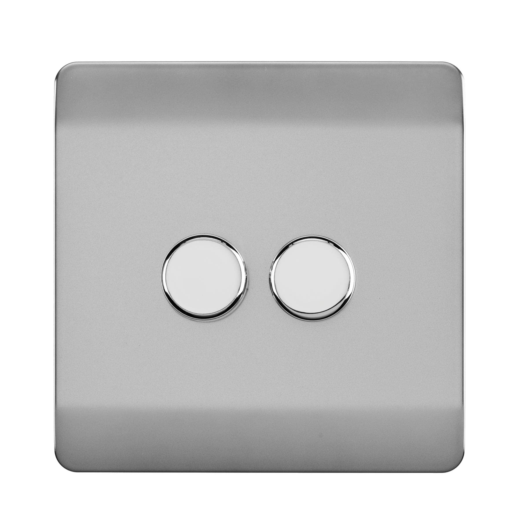 Trendi Artistic Modern Glossy Tactile 2 Gang 2 Way 120w LED Dimmer switch Stainless Steel
