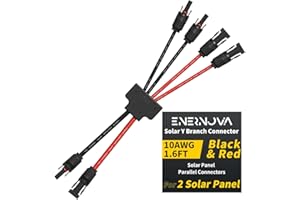 ENERNOVA Solar Connectors for 2 Solar Panels, 1.6FT Solar Panel Parallel Connectors, IP68 Waterproof Solar Panel Splitter, Tool-Free Solar Panel Y Branch Adapter for Solar Cable Extension