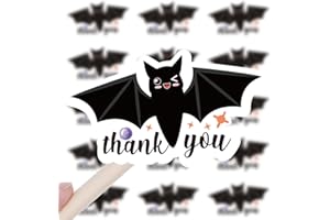 WAILOZCO 210 PCS Cute Bat Thank You Envelopes Stickers, Funny Small Business Stickers for Packages, Handmade Shops & Bags, Halloween Seals