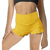 RRHSS Girls Athletic High Waisted Ruffle Shorts - Comfy Yoga Dance Workout Gymnastics