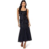 Adrianna Papell Womens Sleeveless Bead Godet Dress