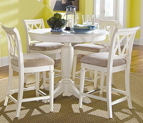 Camden Light 5-Pc Wood Round Table Set in White Finish 340435