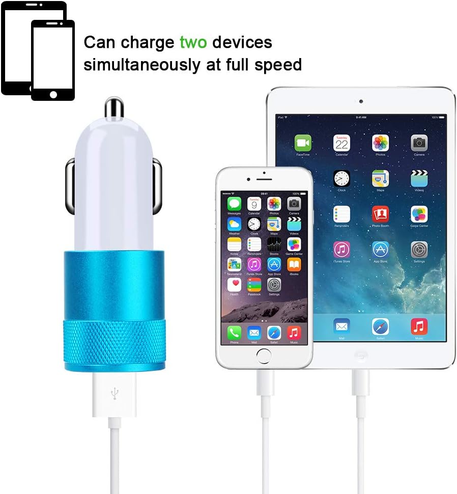 Car Charger,Sicodo 3.4A 2 Pack USB Smart Port Charger Compatible with iPhone X 8 7 6S 6 Plus, 5 SE 5S 5 5C,Galaxy S9 S8 S7 S6 Edge, Note 8 4, LG G6 G5 V10 V20,Nexus 5 X 6P,Pixel,iPad Pro Portable