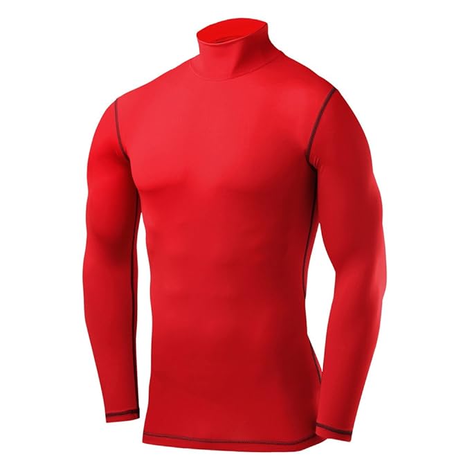 PowerLayer Herren & Jungen Kompressionsshirt/Funktionsshirt mit Stehkragen - Langarm