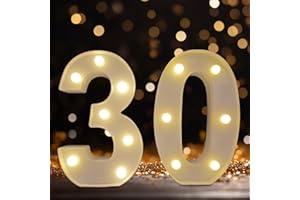 DyingSwan Led Light Up Numbers, 30th Birthday Decorations Light Up Lights, Decorative Led Numbers Lights, 30 Birthday Sign Light Numbers (Warm White)