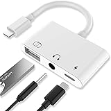 USB Camera Adapter, 3 in 1 USB OTG Adapter with Charging Port and 3.5 mm Headphone Jack Compatible with Phone 12 / 11 Pro / X