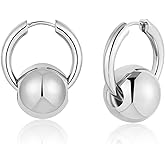 Ascona Gold/Silver Plated Hoop Earrings, Gold Plated Ball Drop Dangle Hypoallergenic Lightweight Earrings for Women Christmas Valentine Jewelry Gift