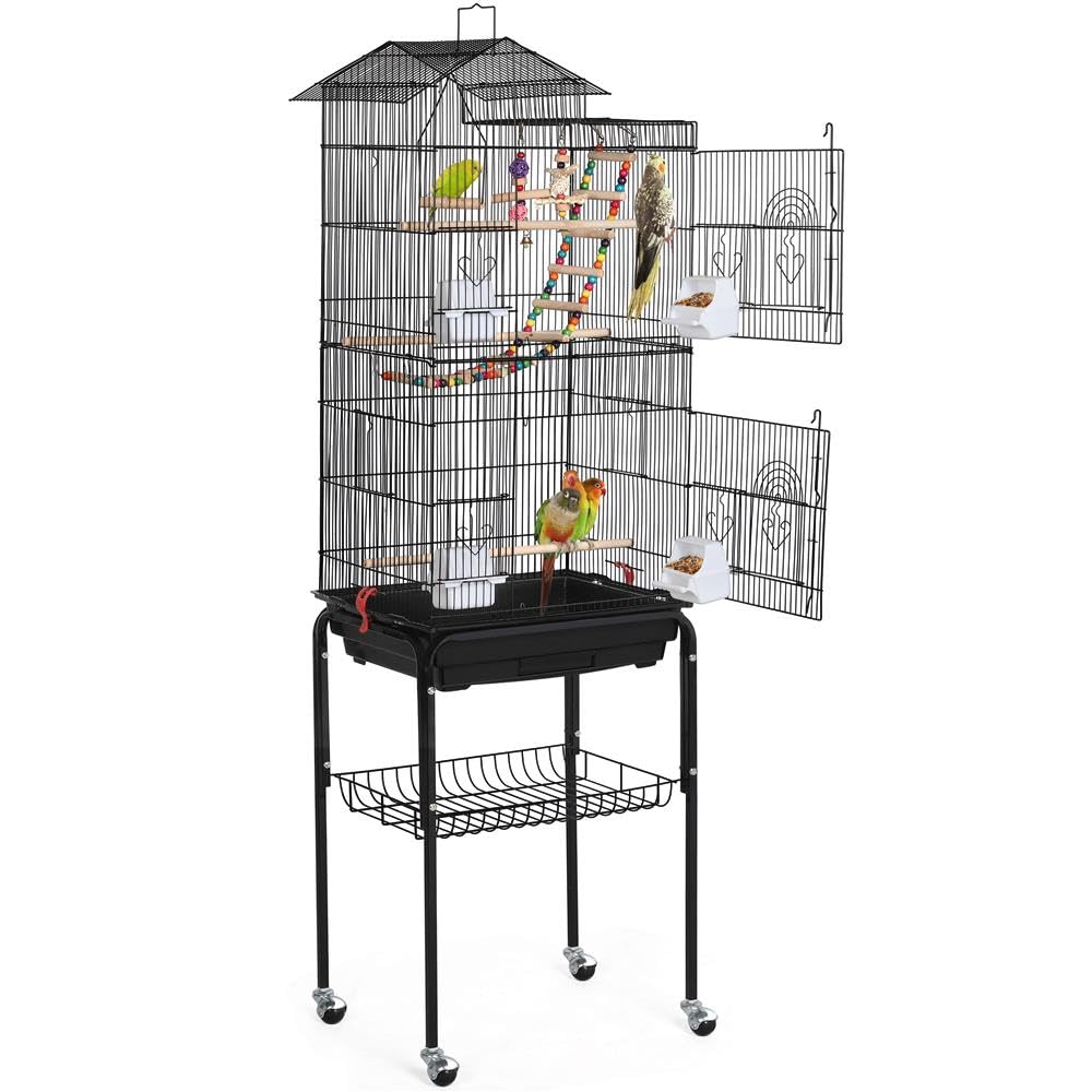 Photo 1 of  Bird Cage 64'' Medium Small Parrot Parakeet Bird Cages with Detachable Rolling Stand for Parrot Lovebirds Finches Parakeets Budgie Parrotlet Conures, Pet Flight Birdcage